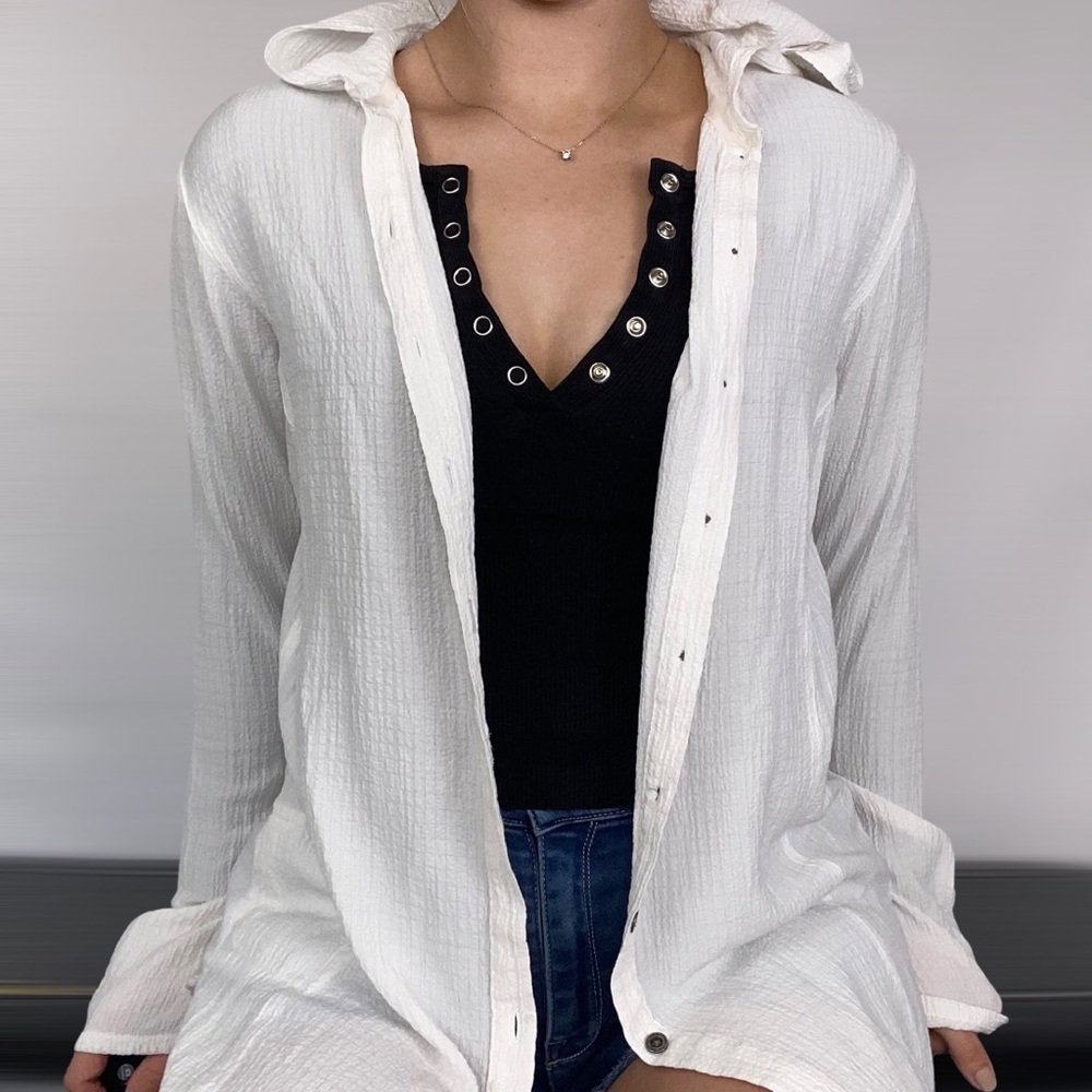 COLUMBIA Button Up Hooded Blouse Cover Up‎